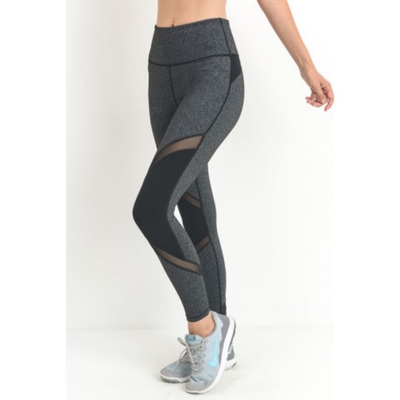 Mono B Pants - Highwaist Slanted Colorblock Mesh Full Leggings!